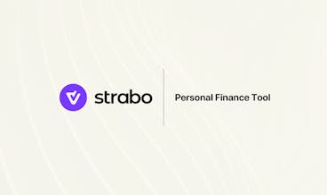 仪表板截图：Strabo用户界面的快照，显示财务信息概览，包括现金、股票、加密货币和房产。