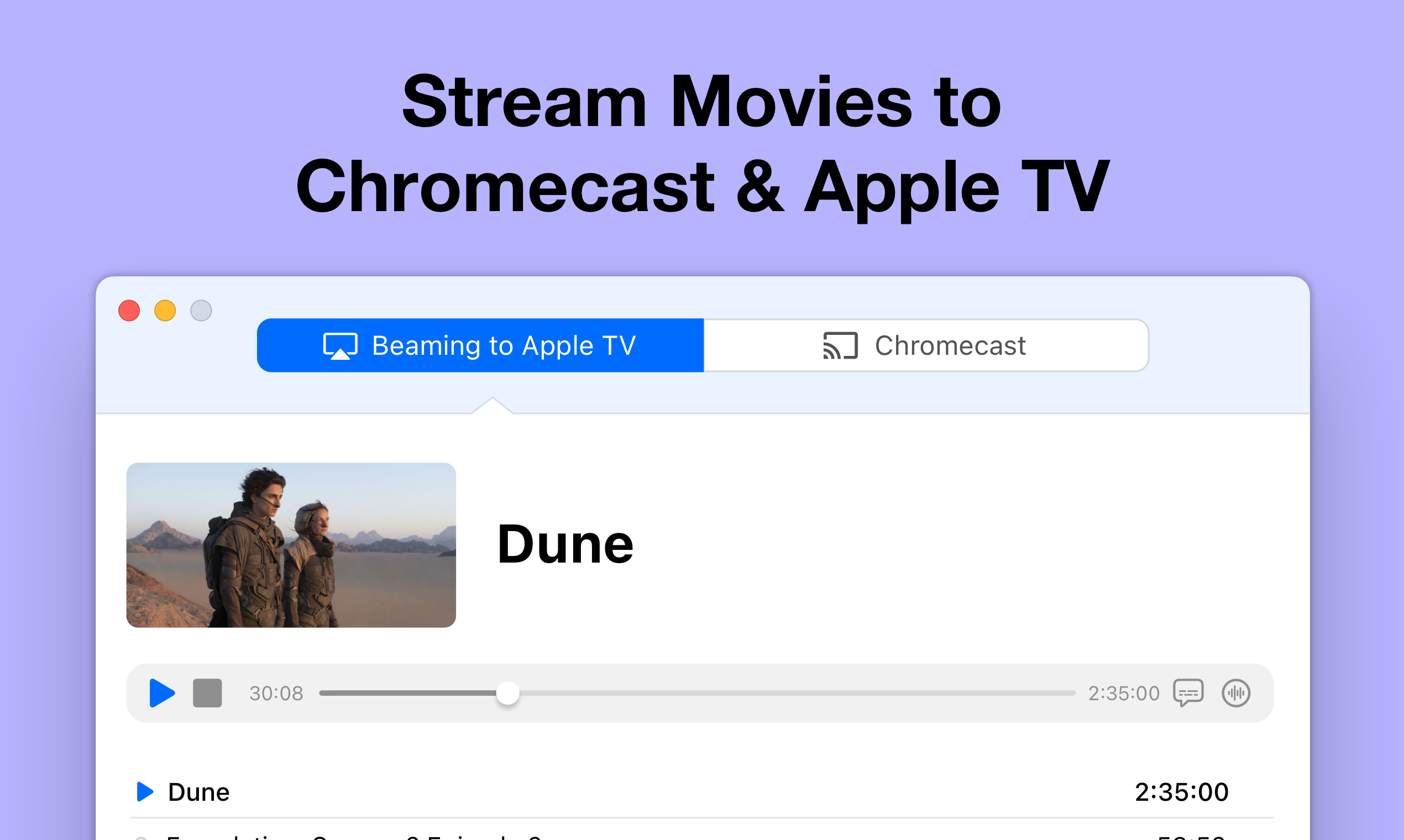 Beamer 4 - วิธีที่ดีกว่าในการสตรีมภาพยนตร์ใด ๆ จาก Mac ไปยัง Apple TV media 1