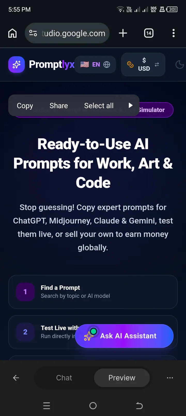 Promptlyx screenshot