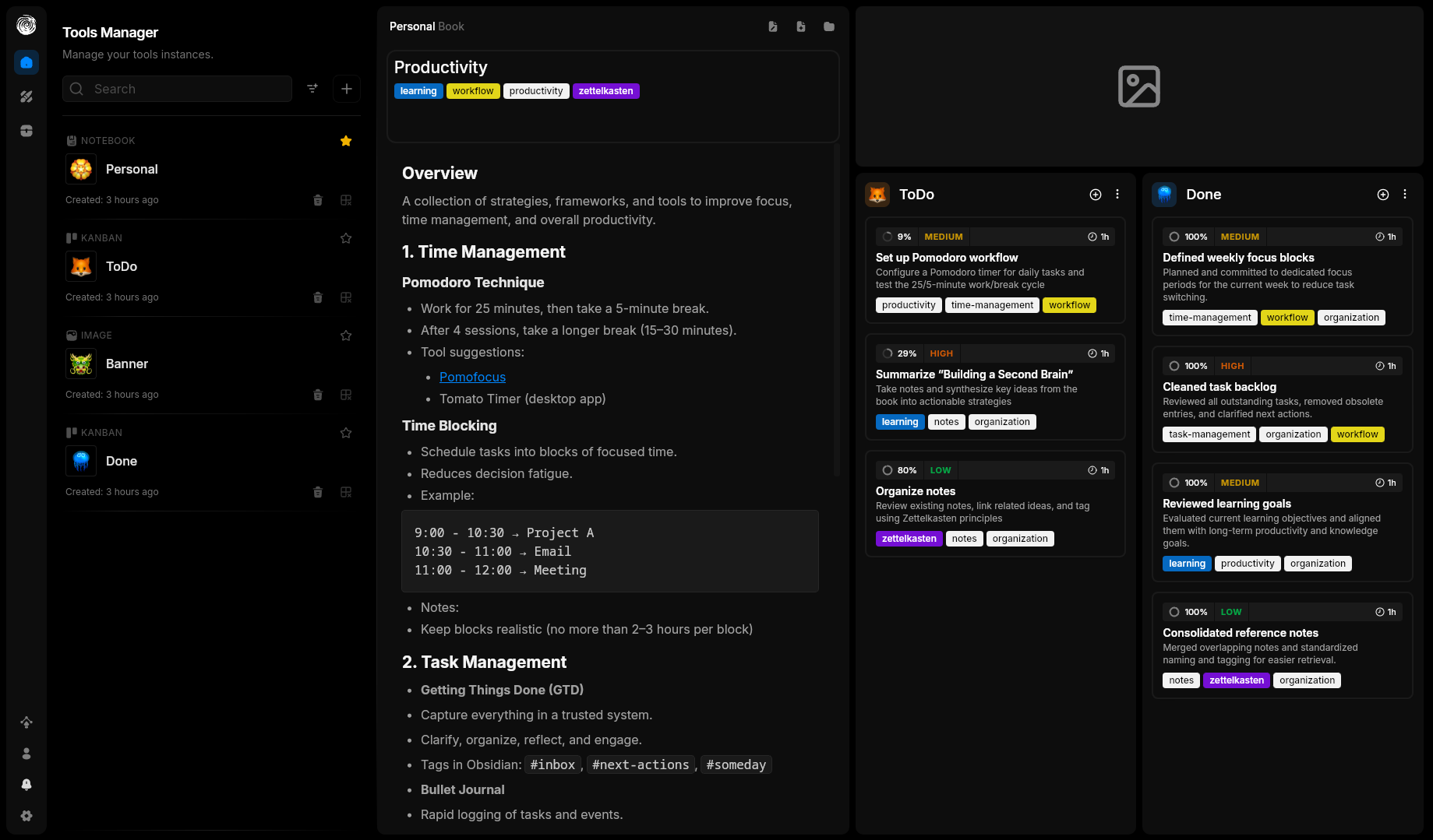Hollow: A Modular, Focused Workspace - Main product screenshot demonstrating key features and user interface