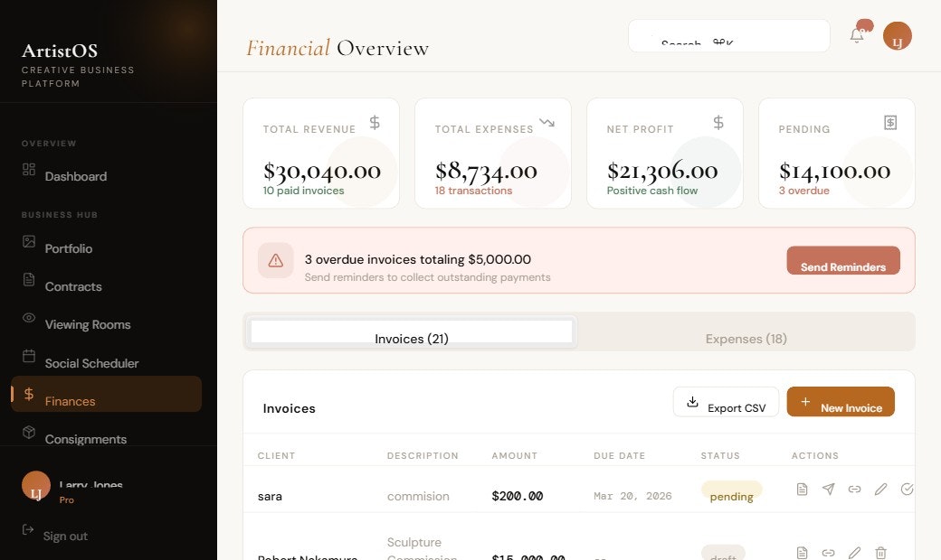 ArtistOS - Screenshot 3 showing product features and functionality