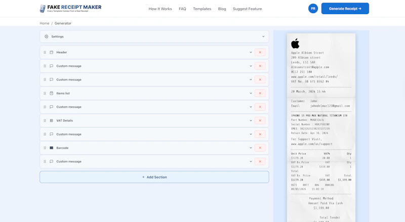 Fake Receipt Maker screenshot 1