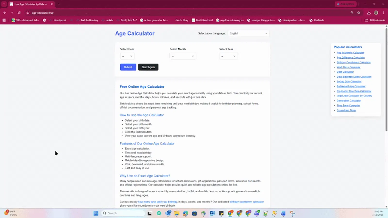 AgeCalculator.live screenshot 1 (video preview)