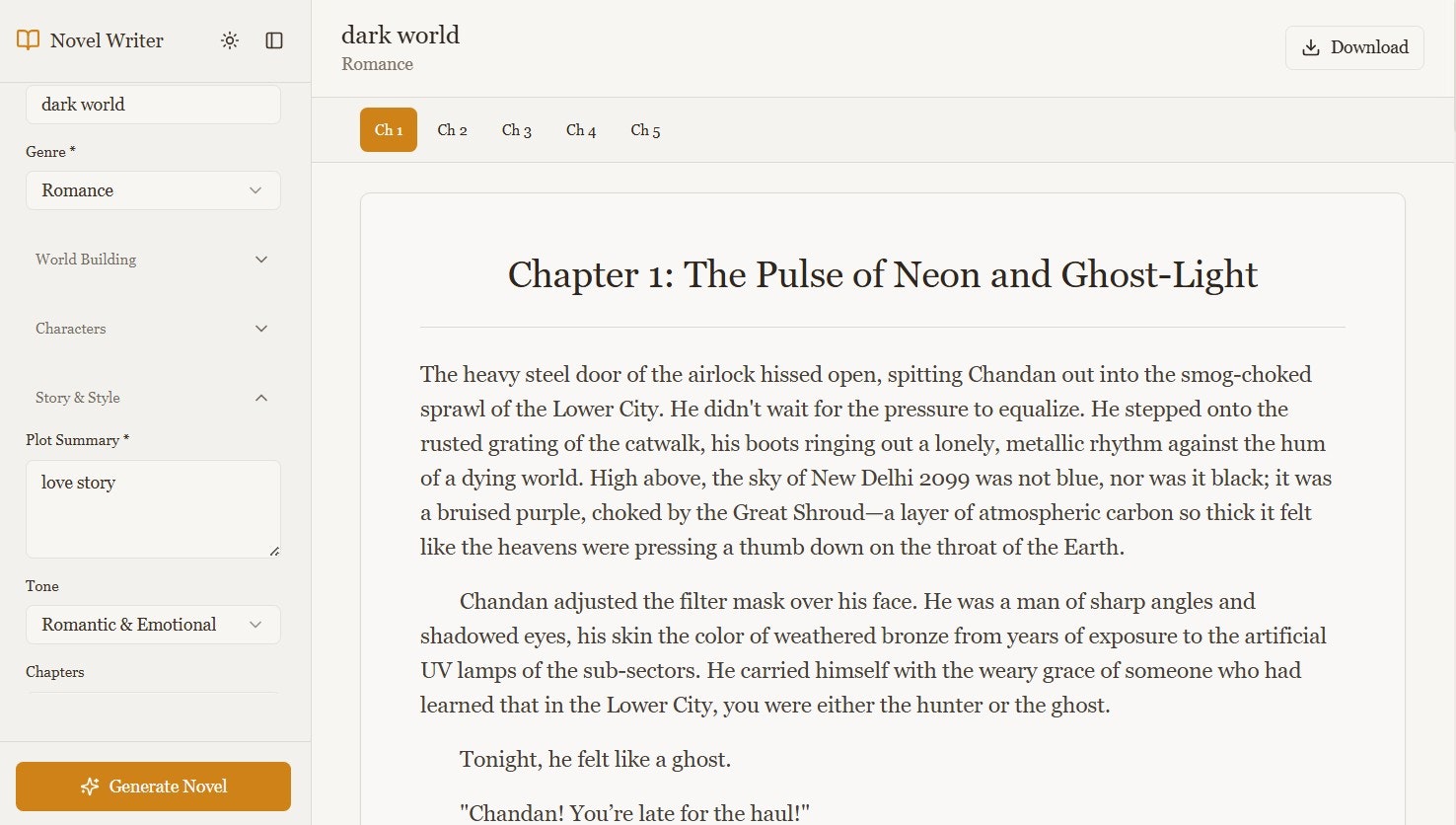 ai novel writer - Main product screenshot demonstrating key features and user interface