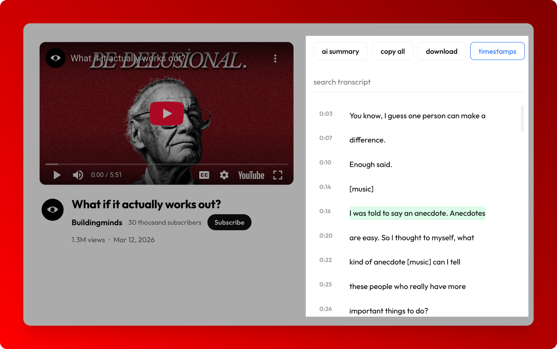 YouTube Transcript Tool gallery image