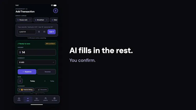 SpendSmart AI screenshot 1 (video preview)