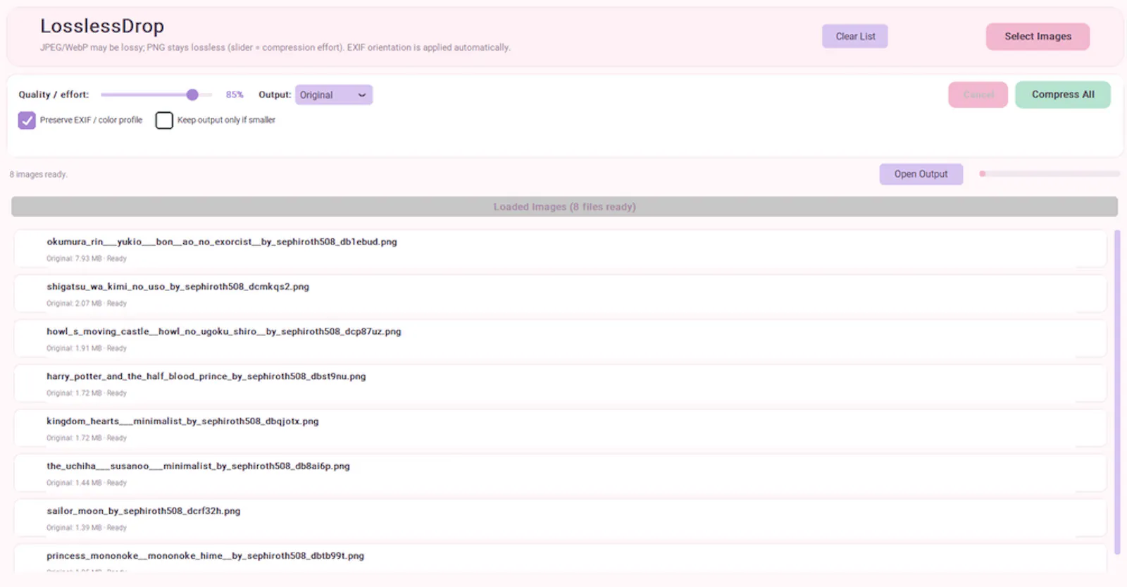 LosslessDrop screenshot 1