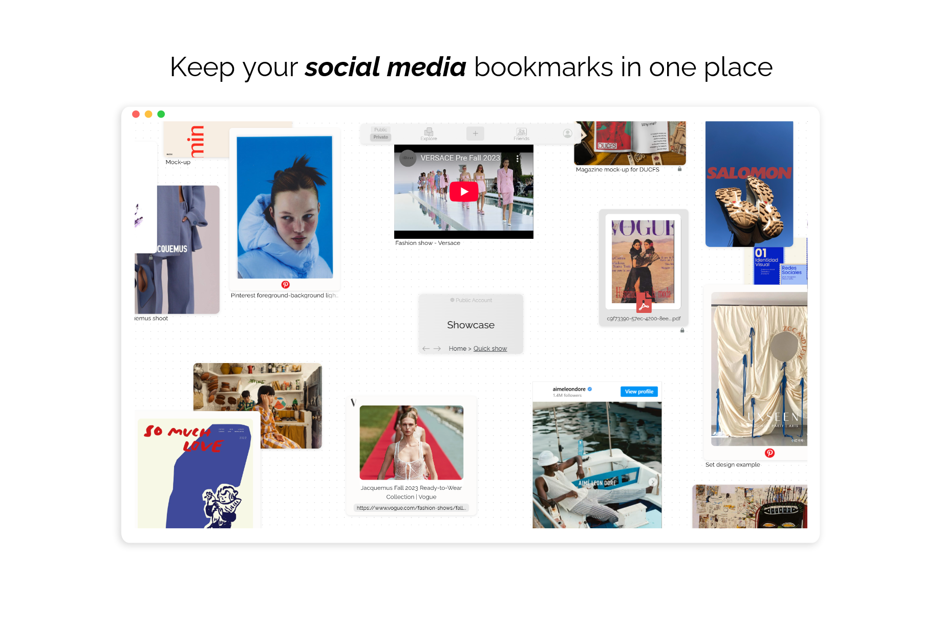 Showcase - A storage for social media bookmarks media 5