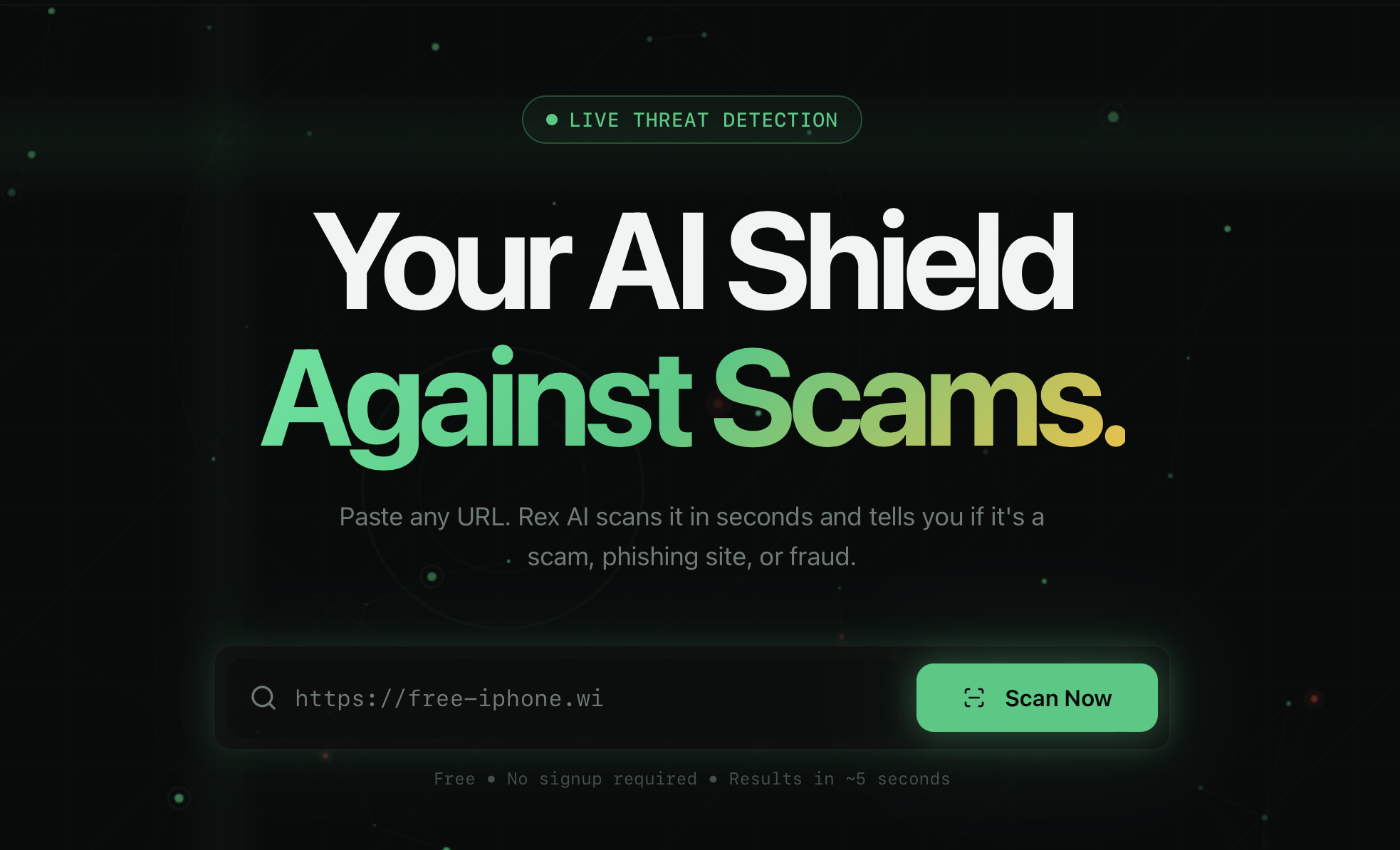Rex AI - Main product screenshot demonstrating key features and user interface