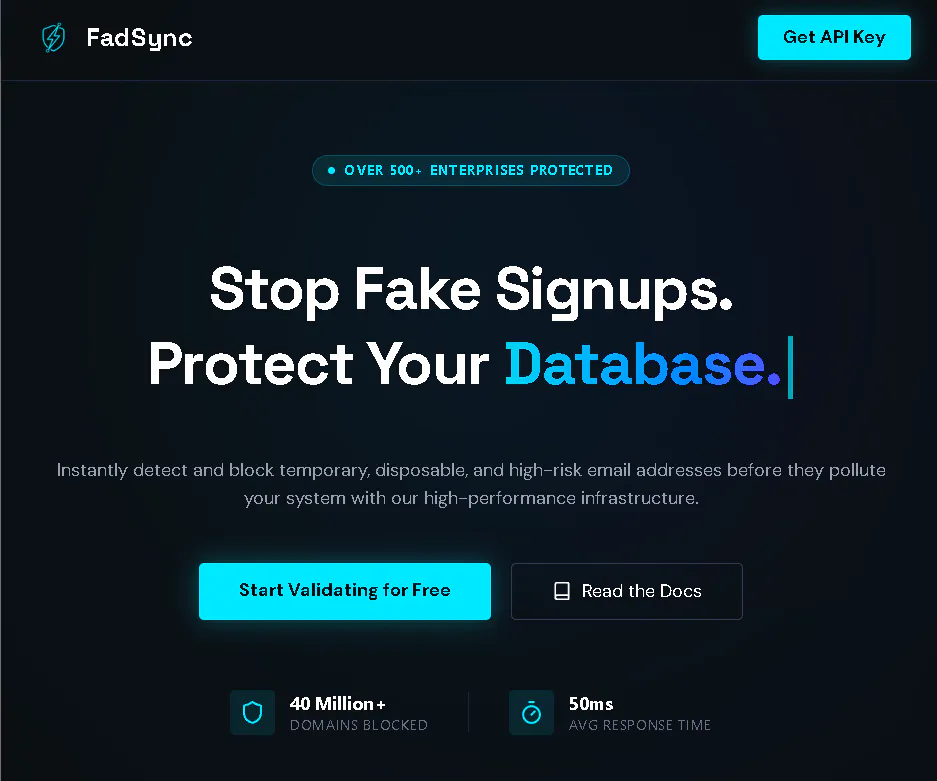 MailCheck Email Validation FadSync API gallery image