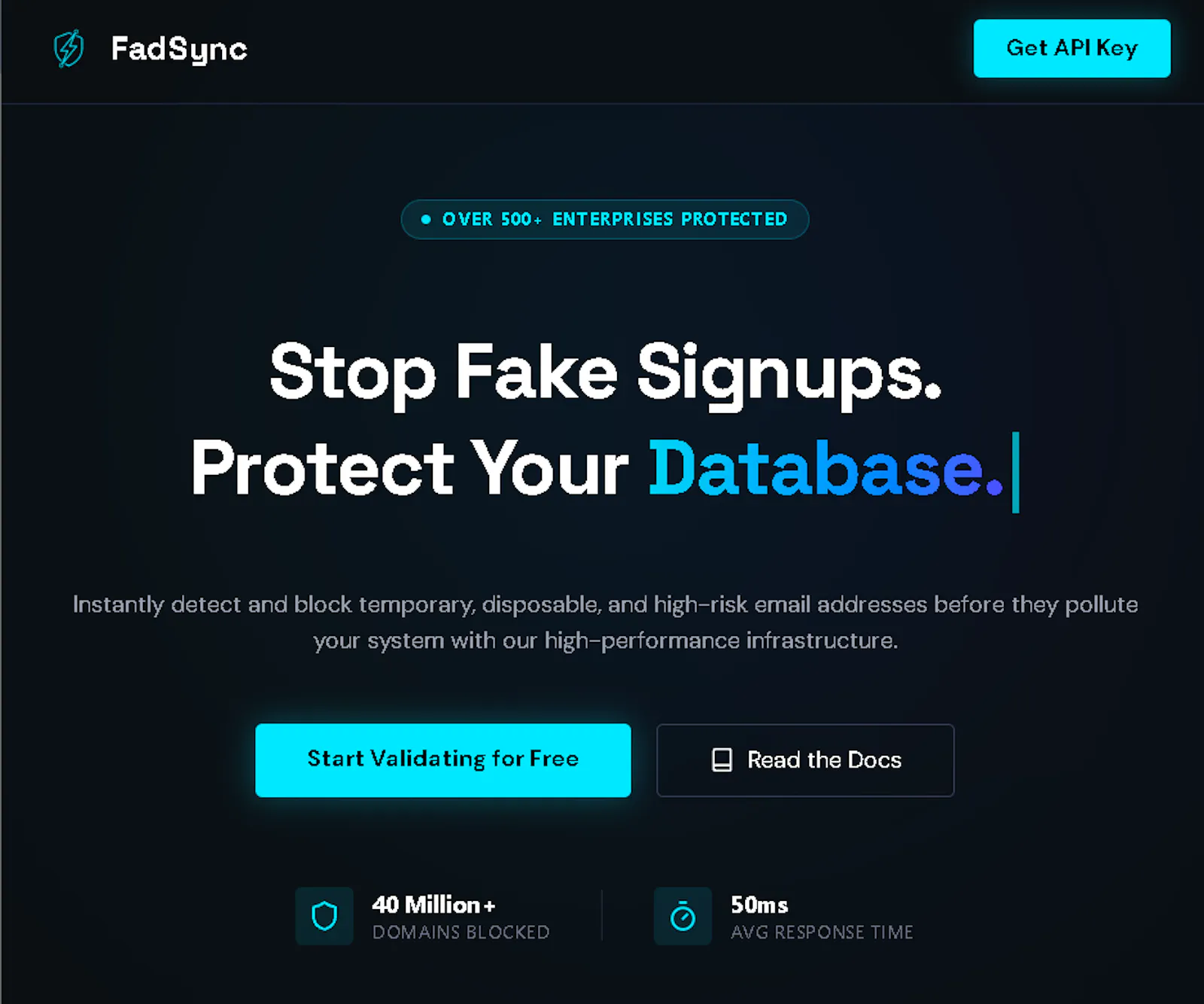 MailCheck Email Validation FadSync API screenshot 1