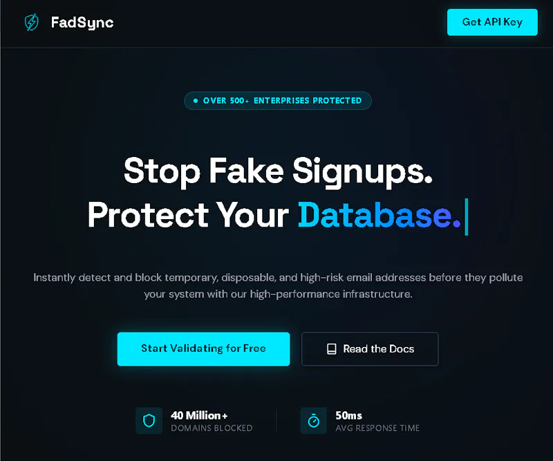 MailCheck Email Validation FadSync API screenshot 1