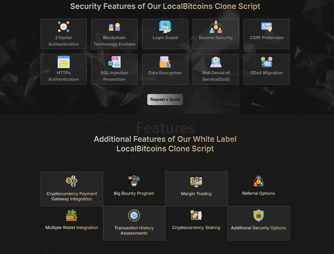 LocalBitcoins Clone Script - Screenshot 2 showing product features and functionality