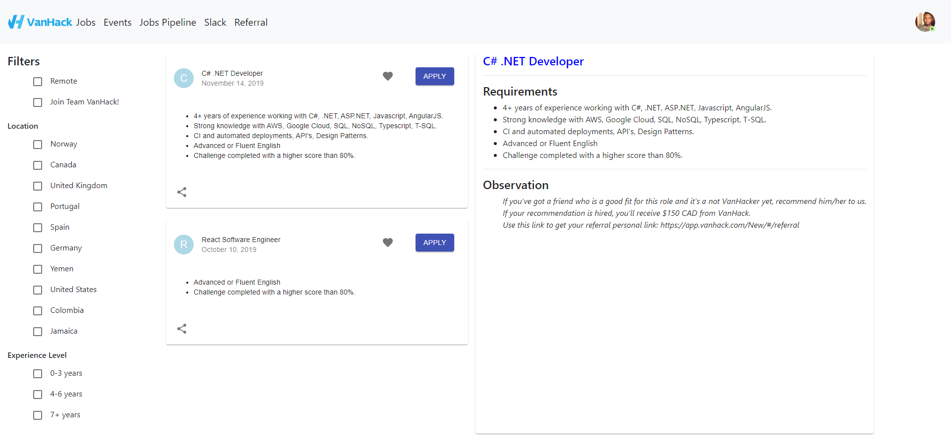 VanHackathon - Job details in SPA