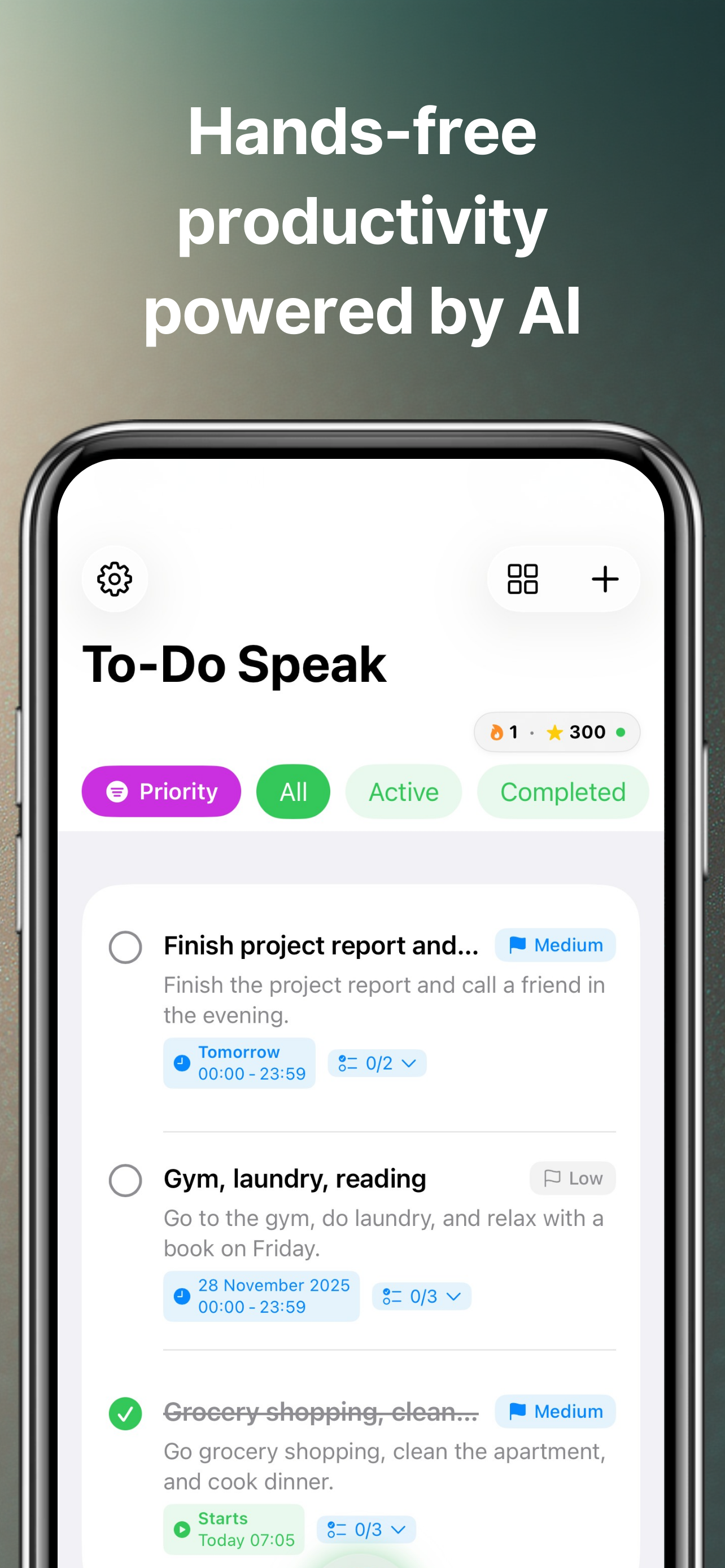 To-Do Speak AI: Voice Tasks - Screenshot 3 showing product features and functionality
