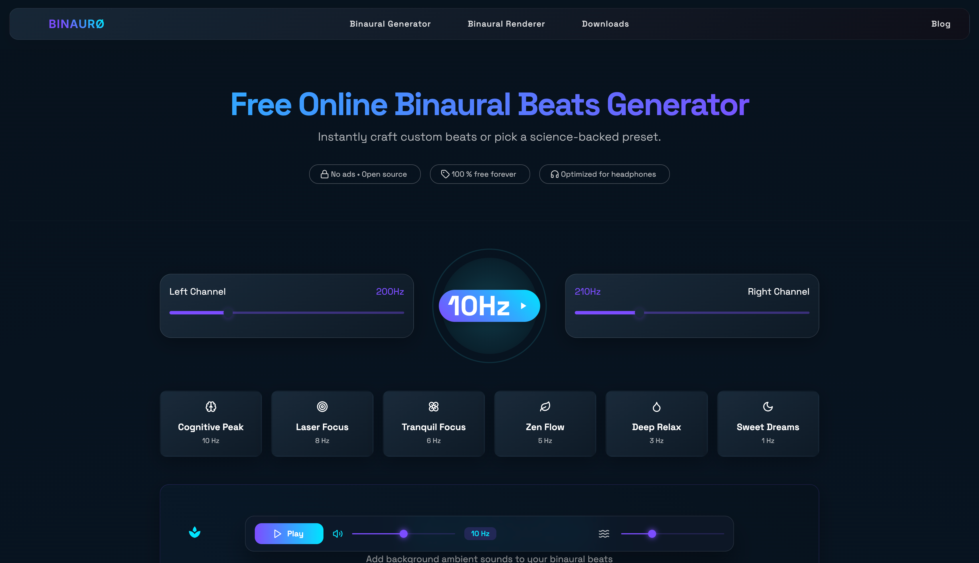 Binaur - Binaural Beats Jenerator - Ücretsiz Çevrimiçi Araç medya 2
