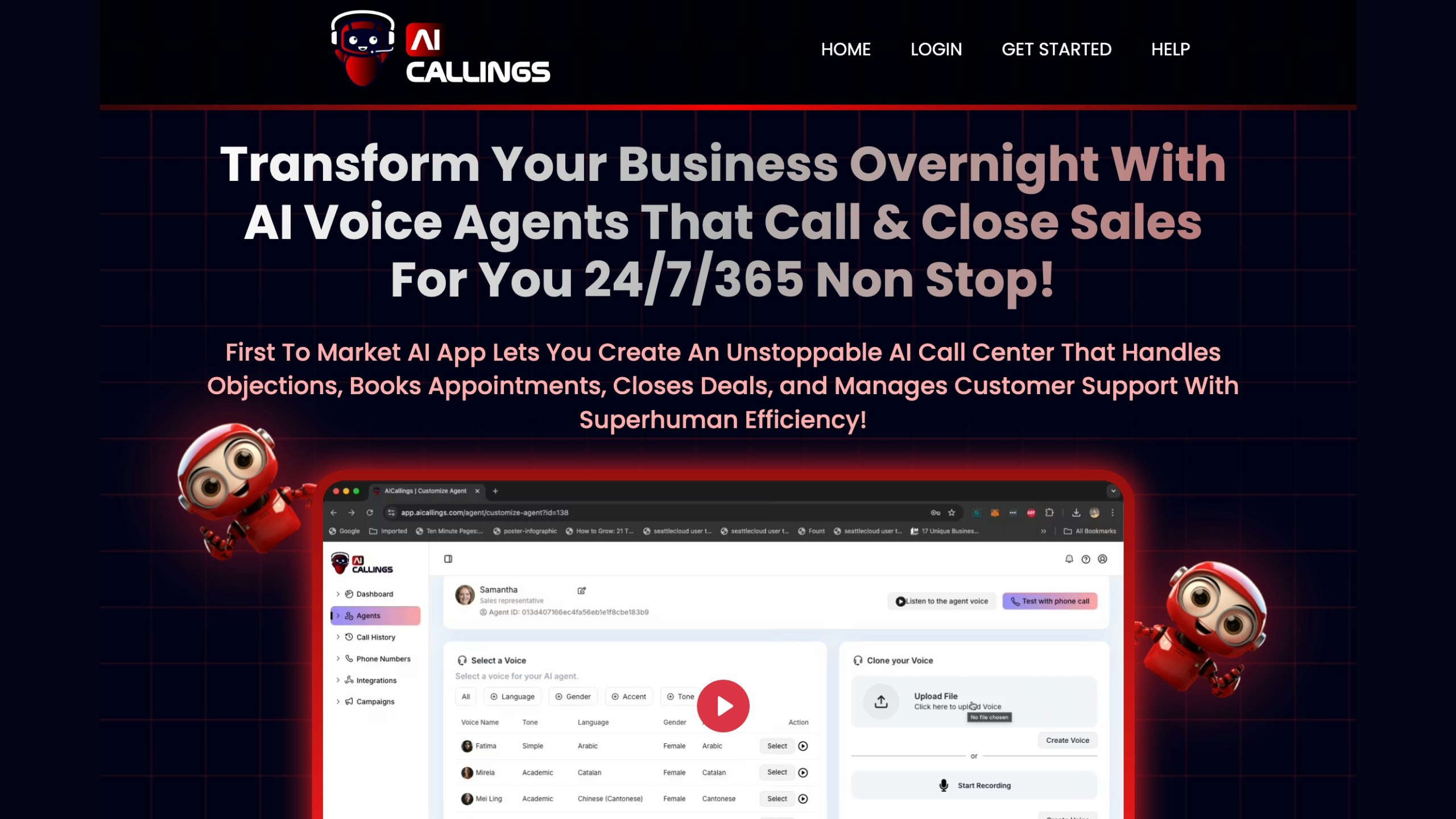 aicallings - 24/7을 위해 전화를 걸고 판매하는 AI 음성 에이전트를 만듭니다. 미디어 2