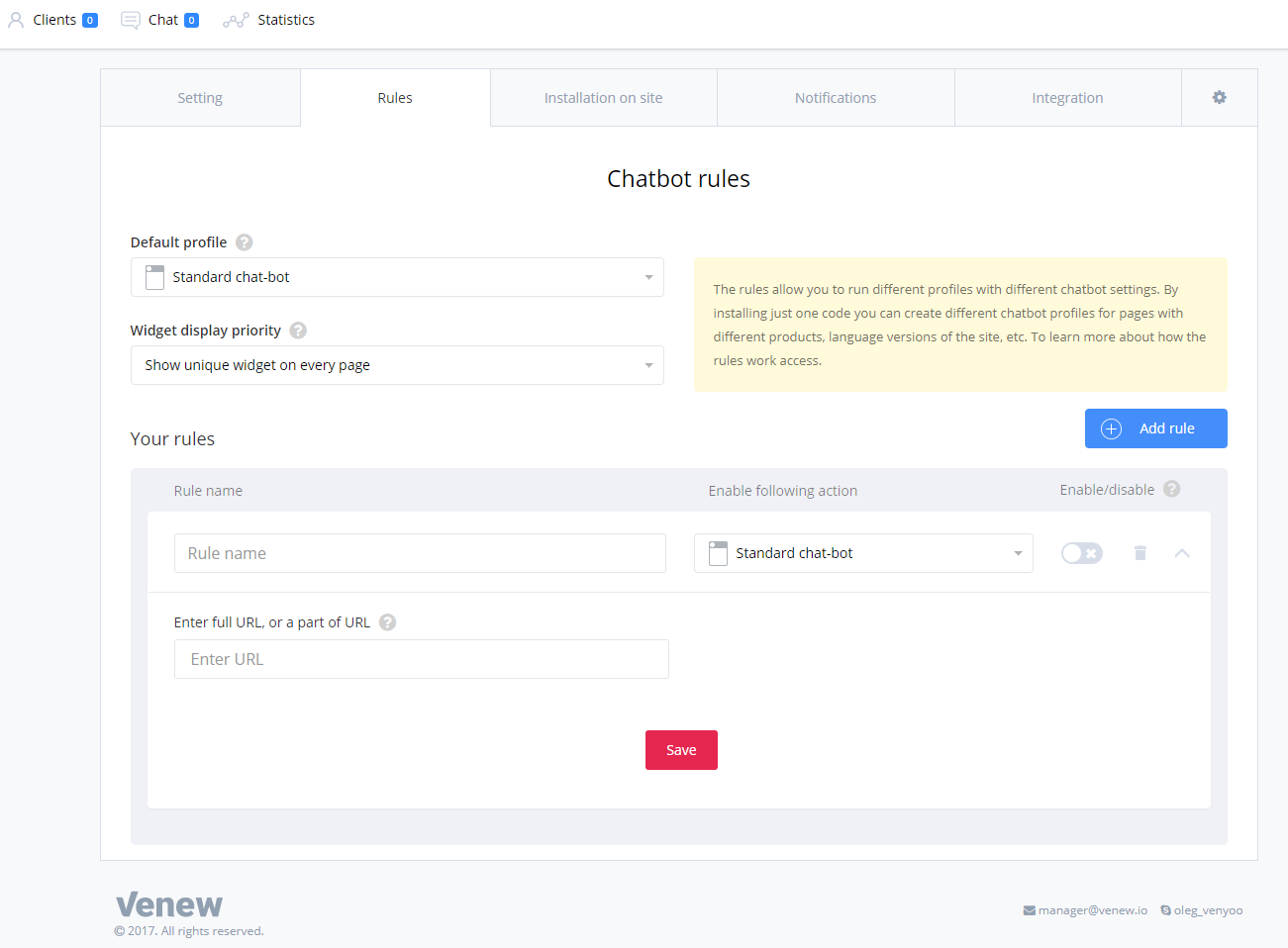 Venew.io - chatbot platform. gallery image
