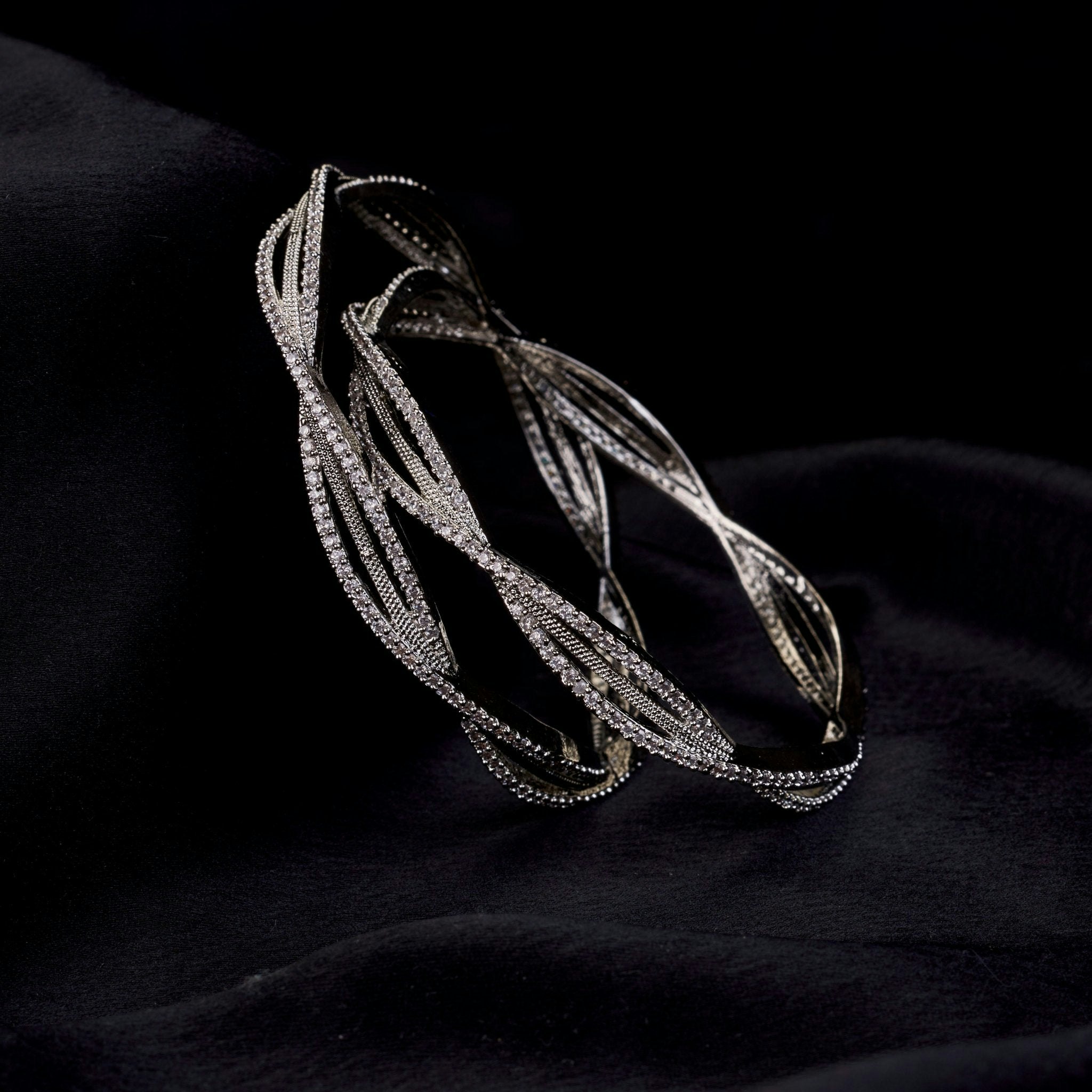 Bloom Circlet Rhodium Plated Bangles gallery image