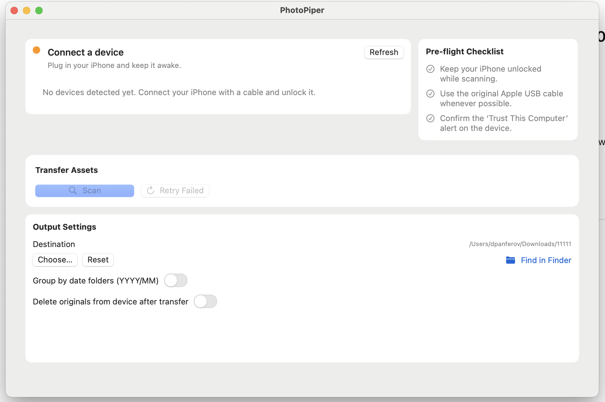 PhotoPiper - Main screenshot showing features and interface