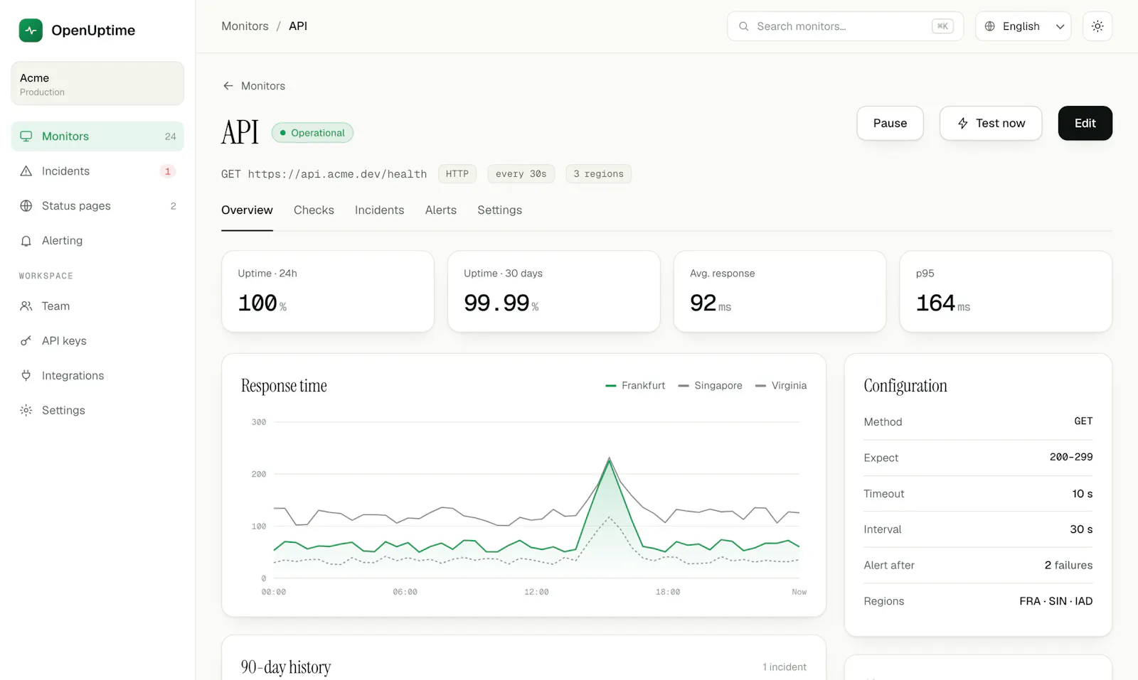 OpenUptime screenshot 3