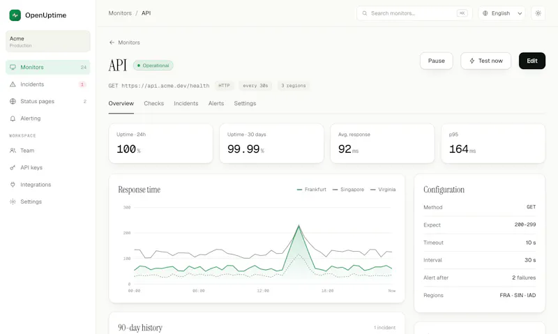 OpenUptime screenshot 3