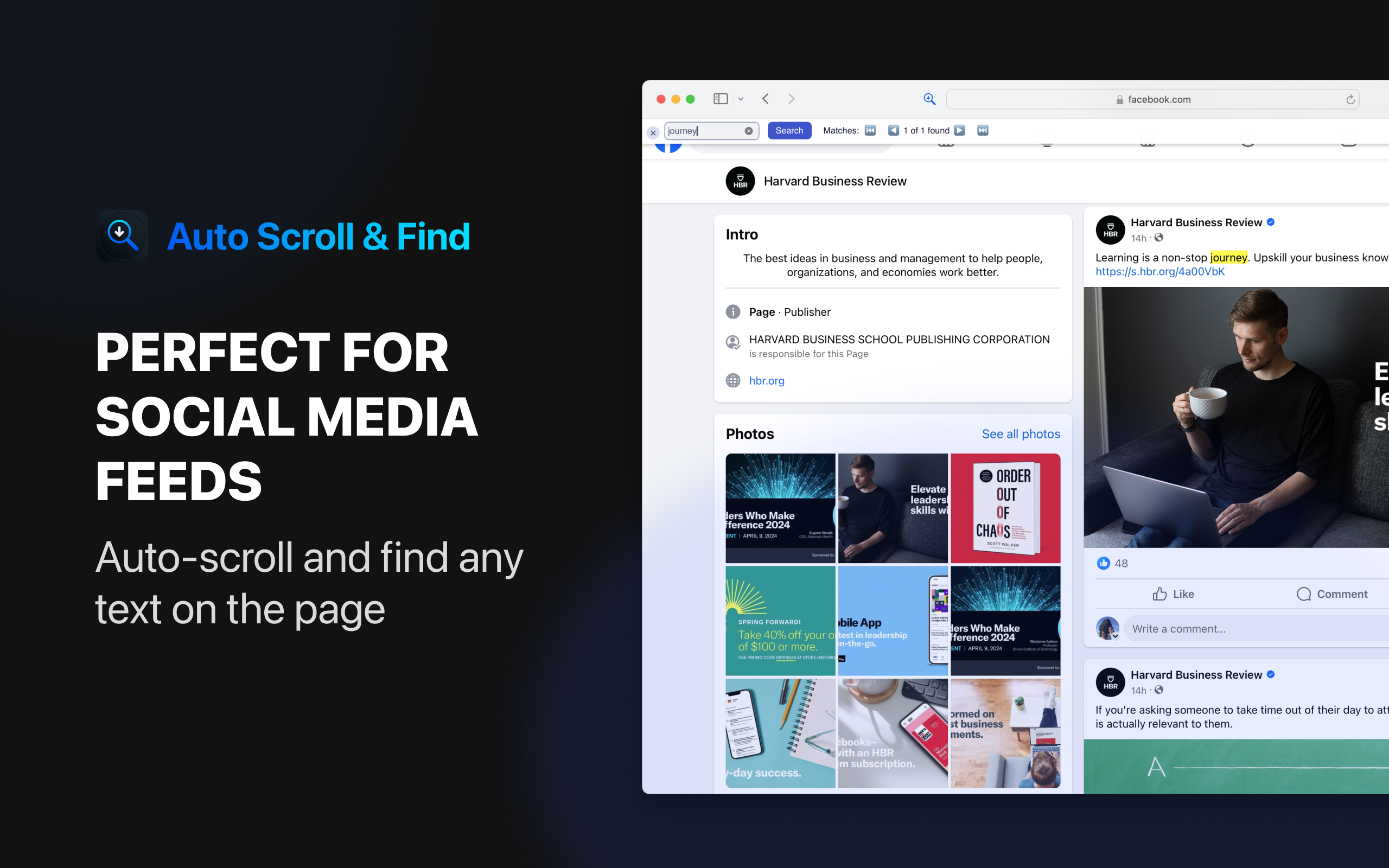 Media Tự động cuộn và tìm - Tiện ích mở rộng Safari - Tìm kiếm văn bản trên các trang tải nội dung liên tục 4