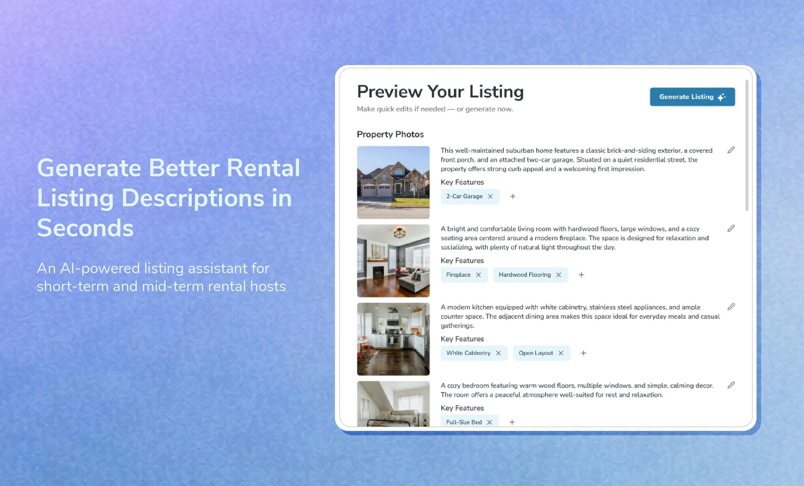 AI Listing Generator for Midterm Rentals gallery image