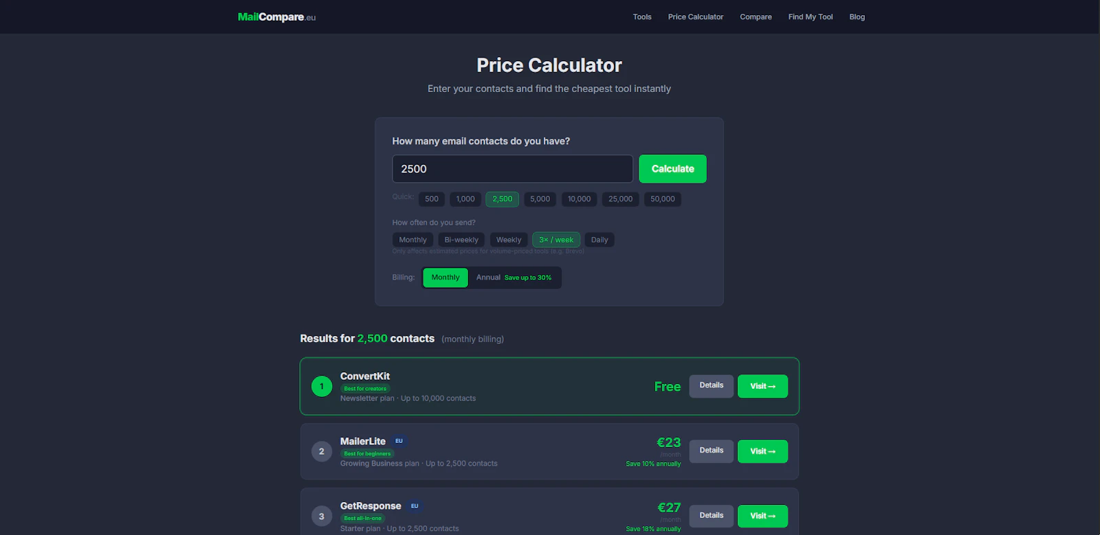 MailCompare.eu screenshot 3