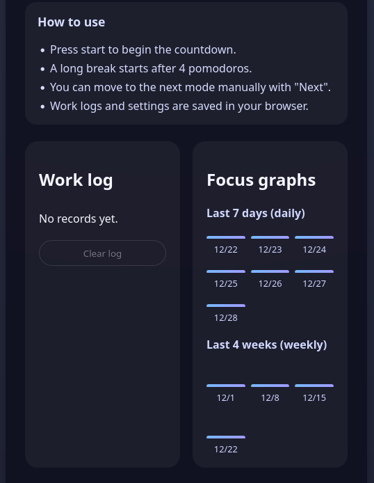 Simple Pomodoro Timer - Screenshot 2 showing product features and functionality