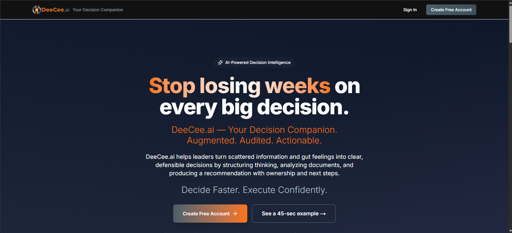 DeeCee.ai - Main product screenshot demonstrating key features and user interface
