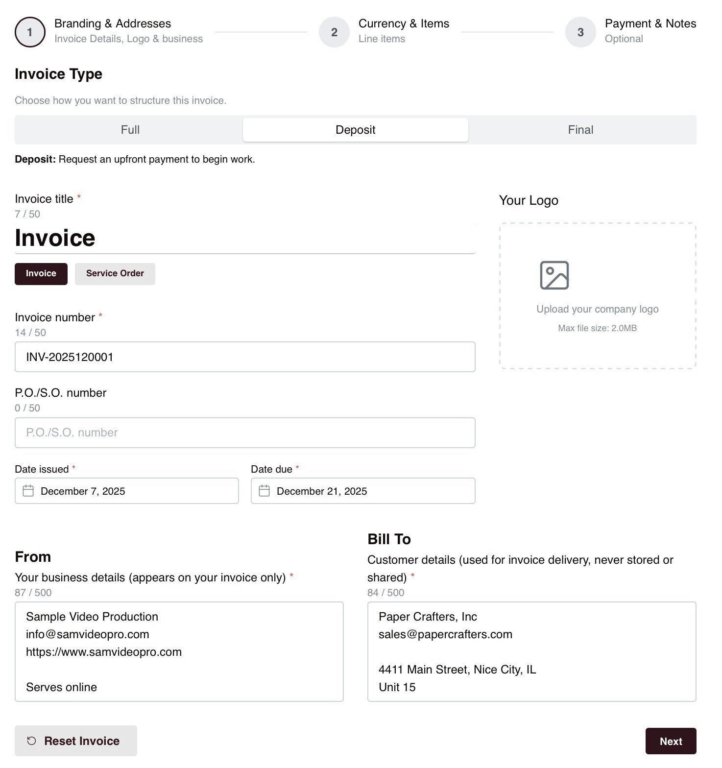 InvoicesCraft — Free Invoice Generator - Main product screenshot demonstrating key features and user interface
