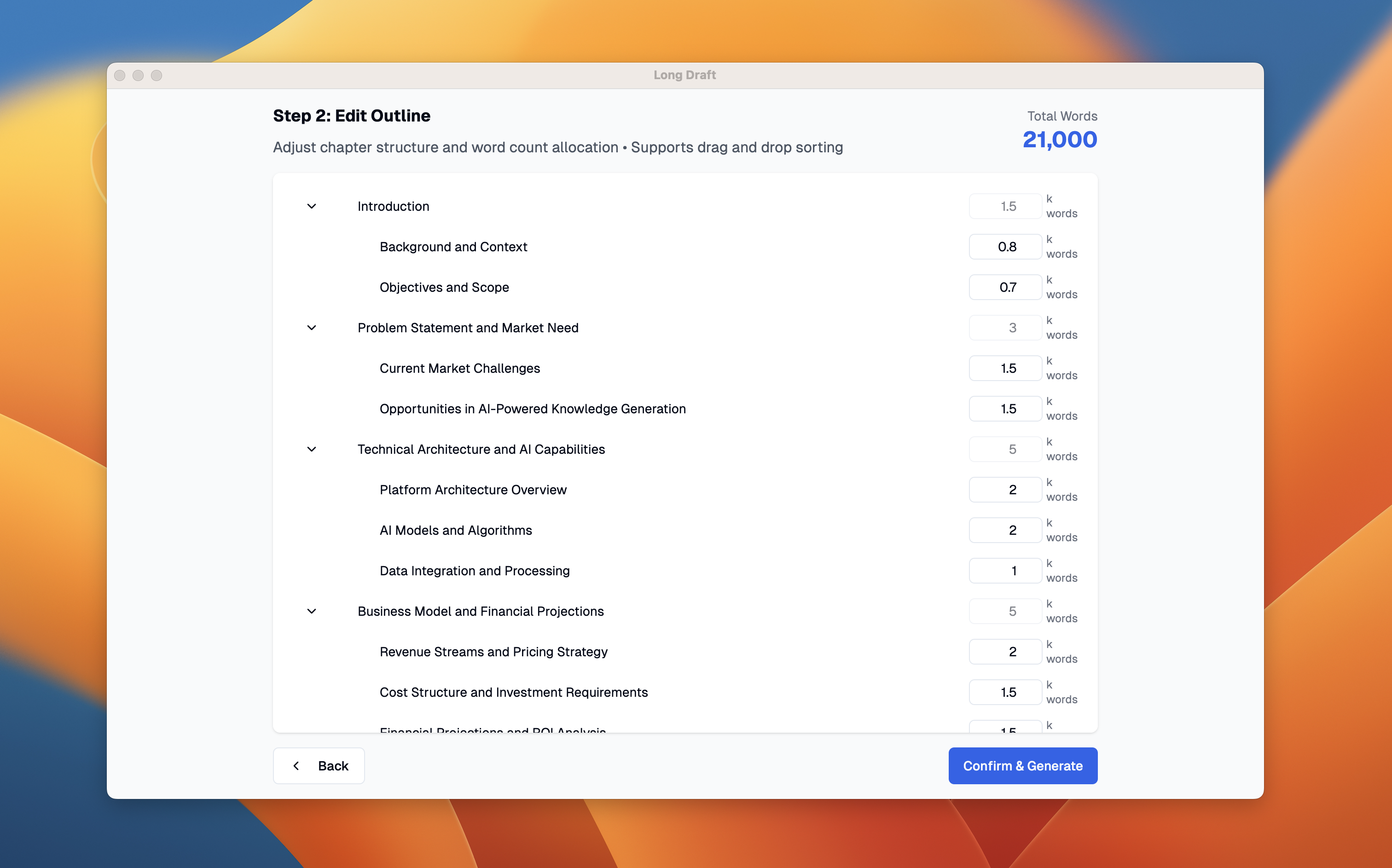 Long Draft - Screenshot 4 showing product features and functionality