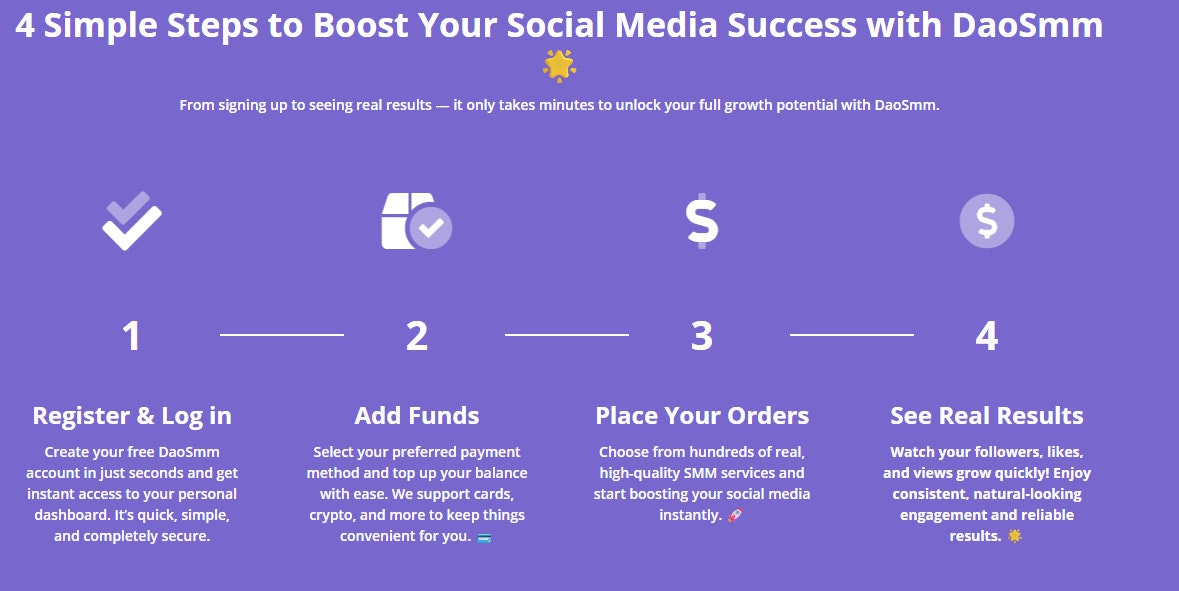DaoSMM - Smart, Fast, and Affordable - Screenshot 3 showing product features and functionality