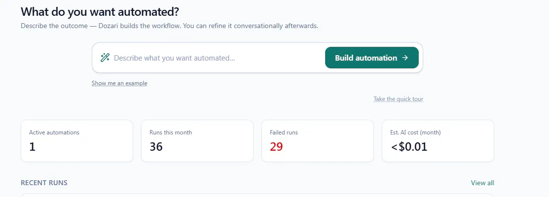 Dozari — Describe it. Automate it. gallery image