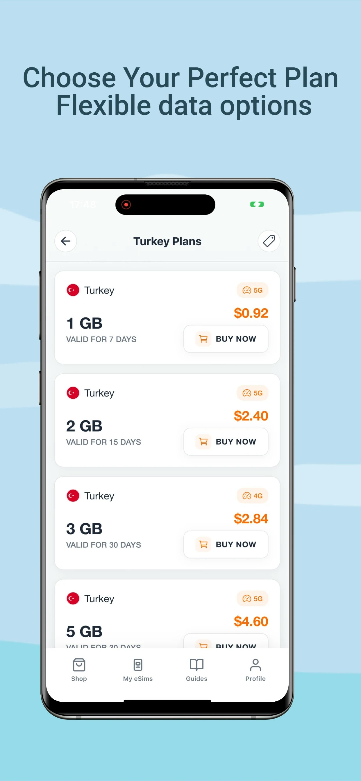 eSIMfly - Main screenshot showing features and interface