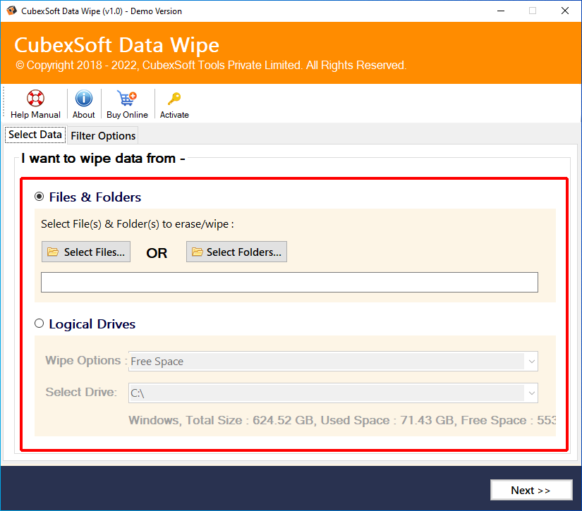 Herramienta de borrado de datos de Cubexsoft media 1