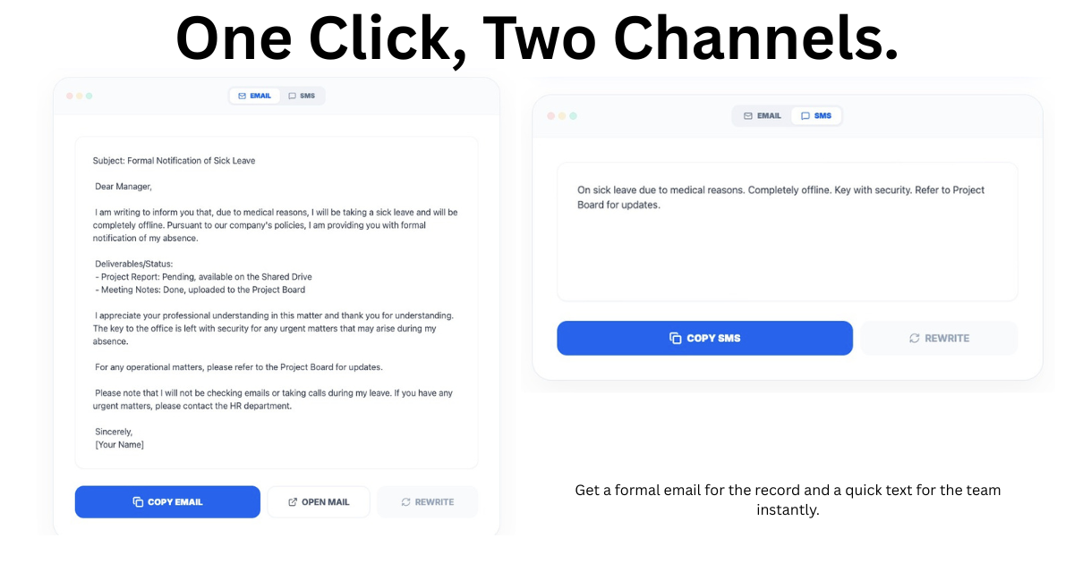 Sick Leave Email - Screenshot 2 showing product features and functionality