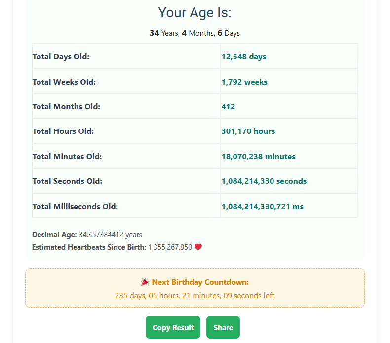 Exact Age Calculator gallery image