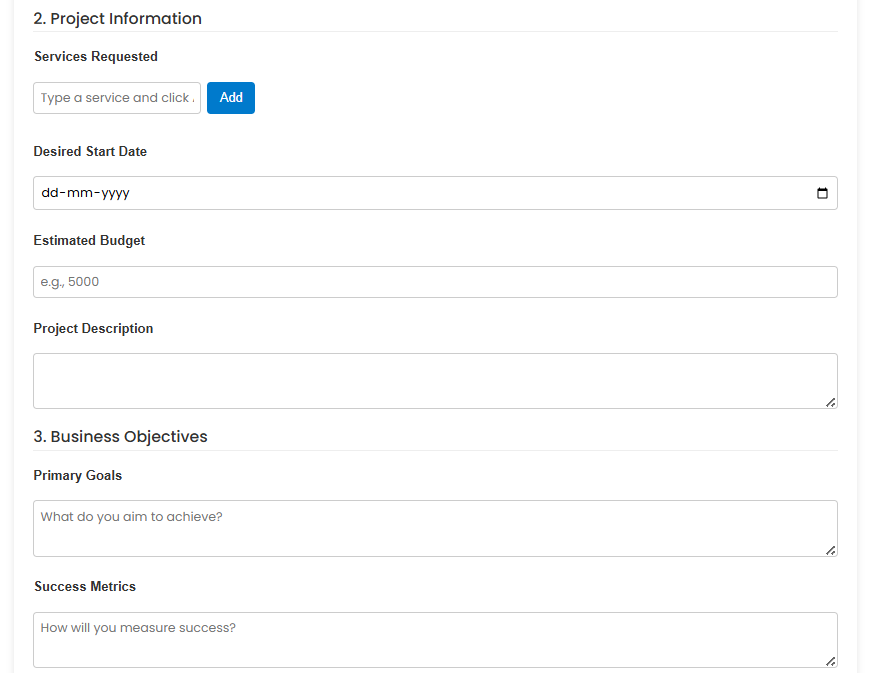 Interactive Client Intake Form screenshot 2