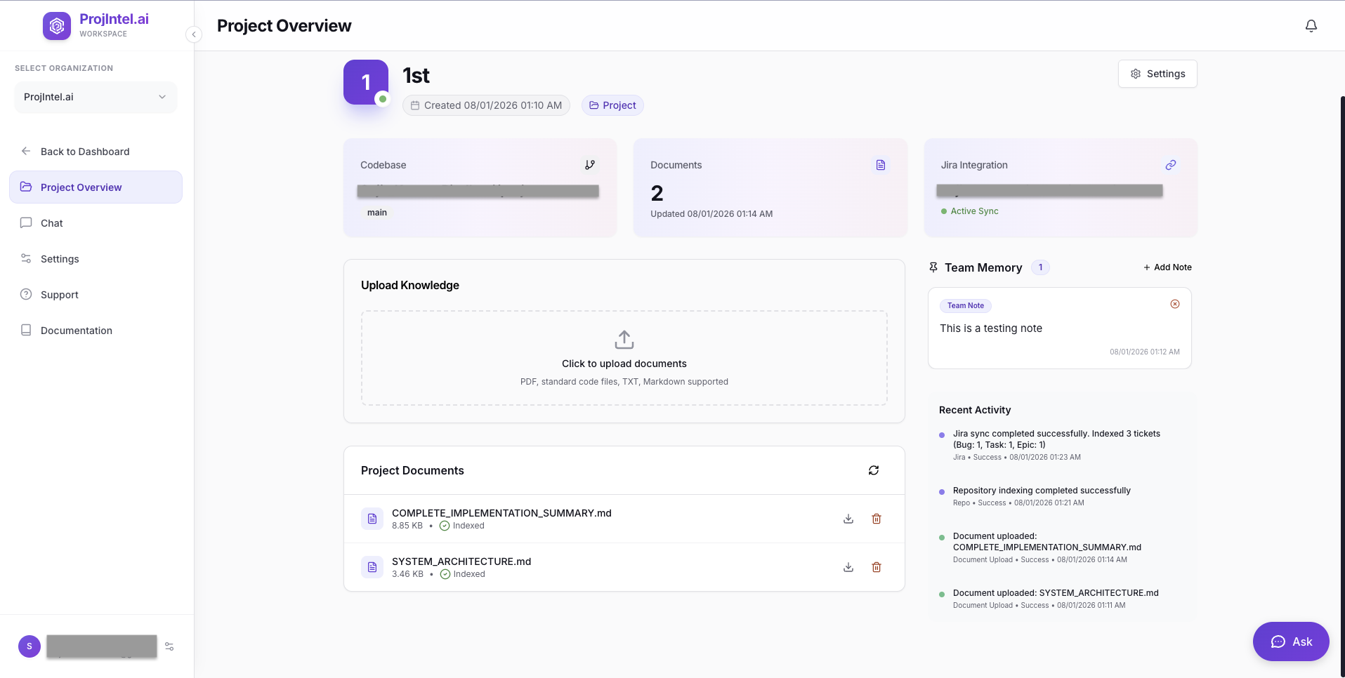 ProjIntel.ai - Screenshot 5 showing product features and functionality