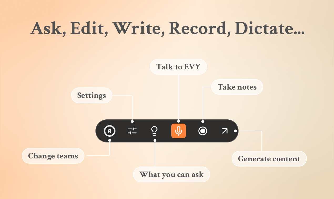 EVY - Main product screenshot demonstrating key features and user interface