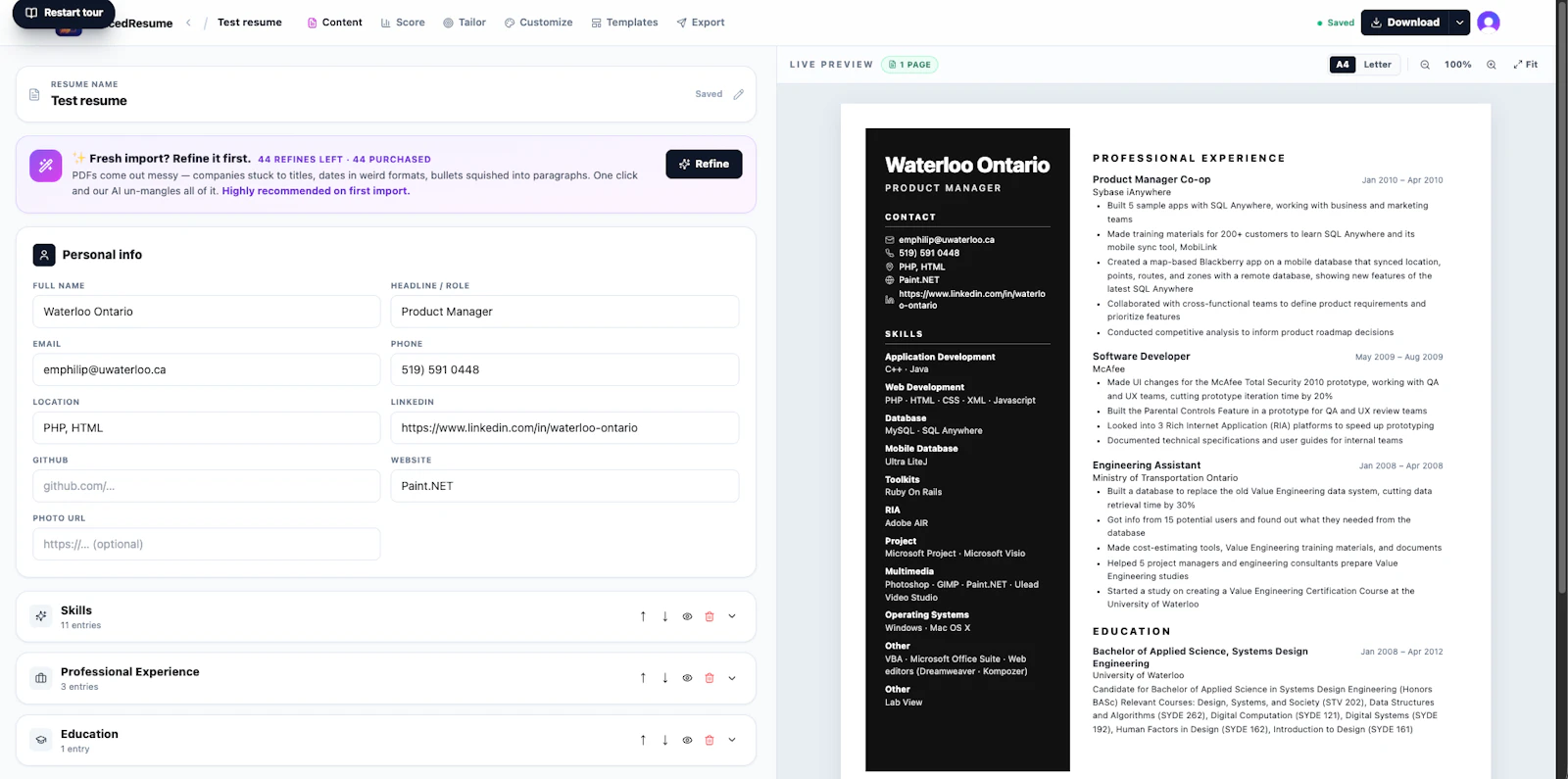 JuicedResume screenshot 3