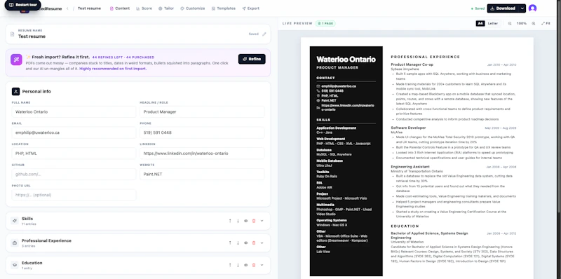JuicedResume screenshot 3