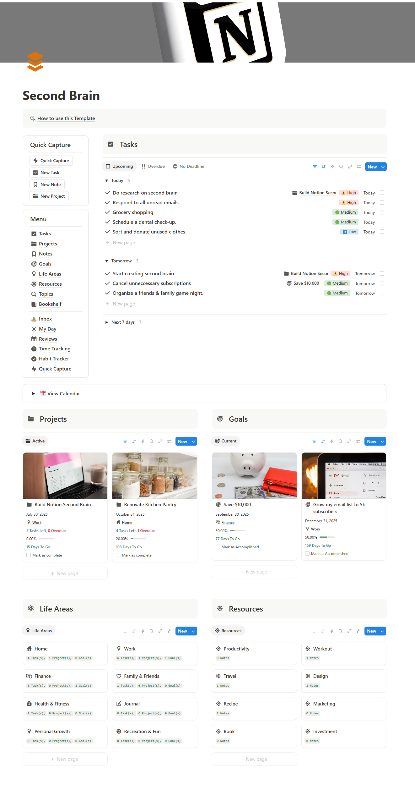 Notion Second Brain Template gallery image