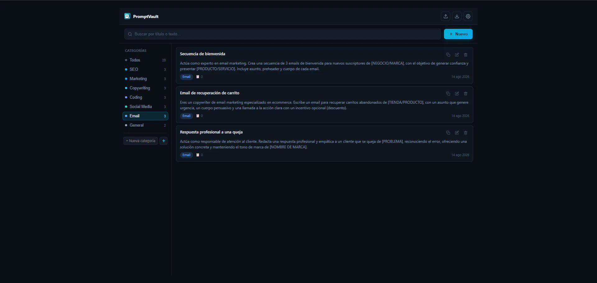 PromptVault: Save & Reuse Prompts screenshot