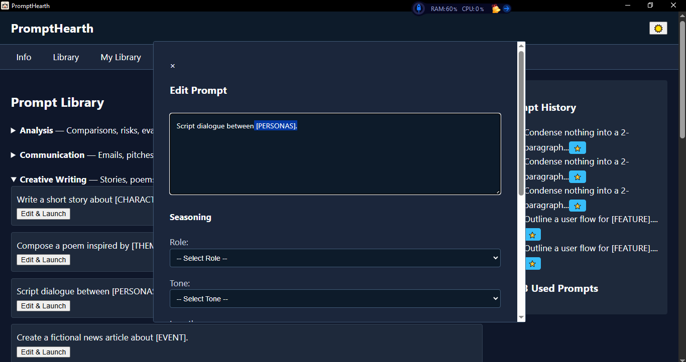 PromptHearth - Screenshot 2 showing product features and functionality