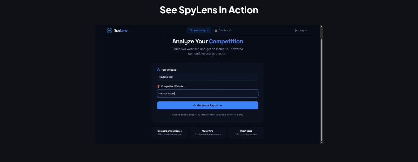 SpyLens — Competitor Intelligence gallery image