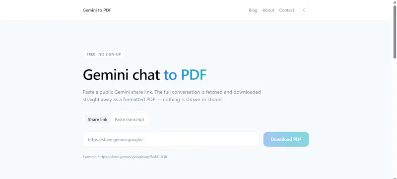 Gemini to PDF Download Gemini Chat  screenshot 1