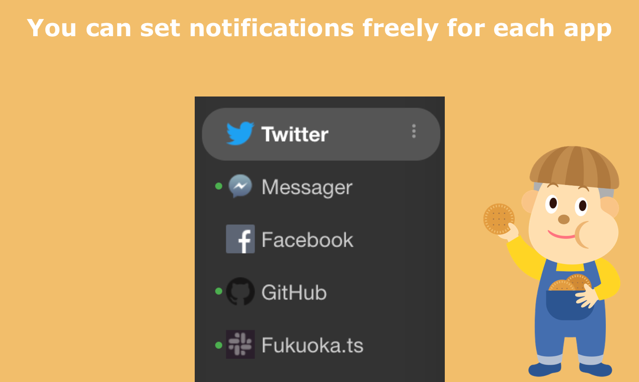 You can set notification freely for each app